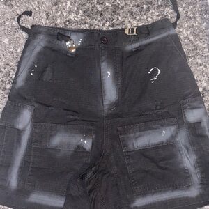 Balenciaga Black and White Jean Shorts